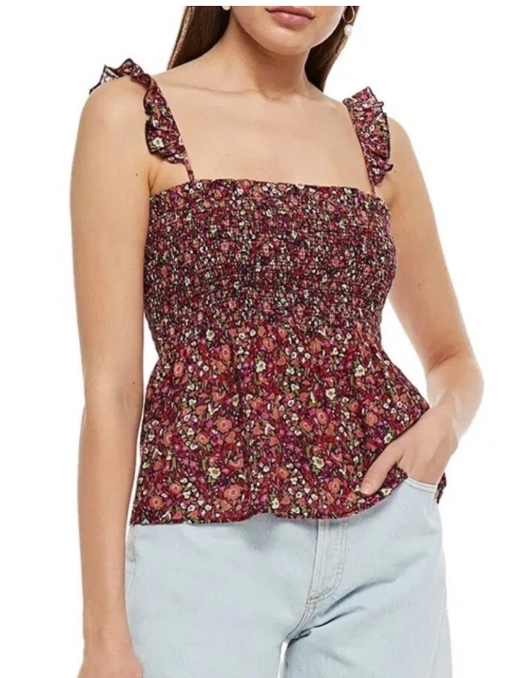 BA&SH Sweety shirred floral-print crepe top Multicolor